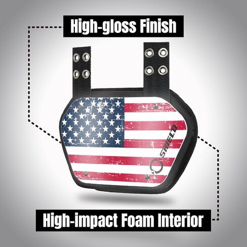 Silver Chrome American Flag 1.0 Football Back Plate, Lower Back Pads for Football Players, Rear Protector, Adult Fit in Kuwait