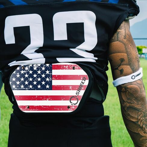 Silver Chrome American Flag 1.0 Football Back Plate, Lower Back Pads for Football Players, Rear Protector, Adult Fit in Kuwait