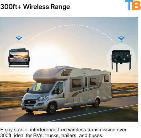 TadiBrothers 1080P Wireless RV Backup Camera & 7" HD Monitor – 300ft+ Wireless Range, 120° Wide-Angle View, Night Vision, No-Interference Digital Signal – American-Based, 1-Year Warranty in Saudi Arabia