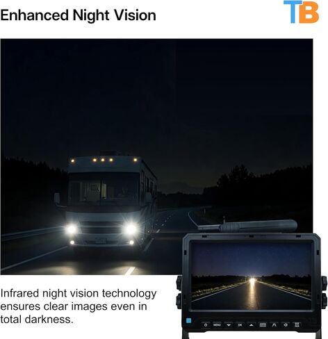 TadiBrothers 1080P Wireless RV Backup Camera & 7" HD Monitor – 300ft+ Wireless Range, 120° Wide-Angle View, Night Vision, No-Interference Digital Signal – American-Based, 1-Year Warranty in Saudi Arabia