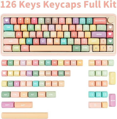 PBT Keycaps ، Blue White Brown Keycaps 60 65 75 100 في المئة ، صبغة مقدمة من الصبغة ، موضوع الشوكولاتة المخصص 130 مفتاح ، ملف تعريف FOA لـ 61/68/84/87/98/100 Cherry Gateron MX Mechanical in Kuwait