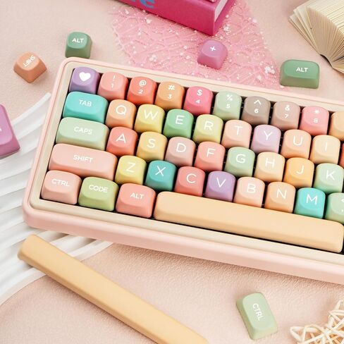 PBT Keycaps ، Blue White Brown Keycaps 60 65 75 100 في المئة ، صبغة مقدمة من الصبغة ، موضوع الشوكولاتة المخصص 130 مفتاح ، ملف تعريف FOA لـ 61/68/84/87/98/100 Cherry Gateron MX Mechanical in Kuwait