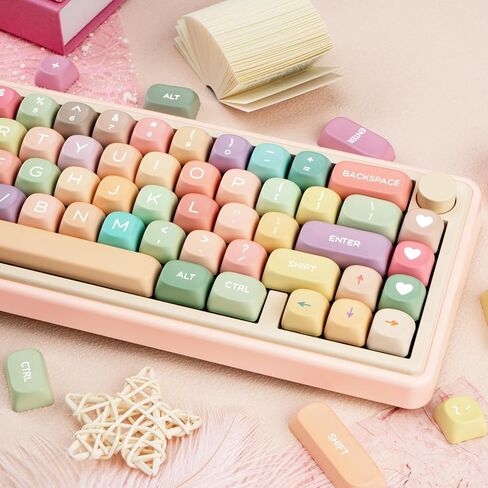 PBT Keycaps ، Blue White Brown Keycaps 60 65 75 100 في المئة ، صبغة مقدمة من الصبغة ، موضوع الشوكولاتة المخصص 130 مفتاح ، ملف تعريف FOA لـ 61/68/84/87/98/100 Cherry Gateron MX Mechanical in Kuwait