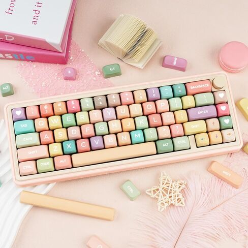 PBT Keycaps ، Blue White Brown Keycaps 60 65 75 100 في المئة ، صبغة مقدمة من الصبغة ، موضوع الشوكولاتة المخصص 130 مفتاح ، ملف تعريف FOA لـ 61/68/84/87/98/100 Cherry Gateron MX Mechanical in Kuwait