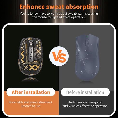 شريط قبضة الماوس لـ Logitech MX في أي مكان 3/3s ، حواف منحنية مدورة ، تزلج أقدام الماوس ، مجموعة ترقية الفئران المهنية المقاومة للعرق (لوحة القدم + الشريط الأسود الذهب) in Saudi Arabia