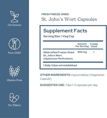 ECLECTIC INSTITUTE Raw Fresh Freeze-Dried Non-GMO St. John's Wort | 120 CT (300 mg) in Kuwait