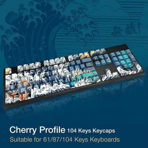 Gunmjo PBT Dye-Sublimation Ocean Wave Keycaps للوحة مفاتيح الألعاب مع لوحة المفاتيح الميكانيكية MX in Kuwait