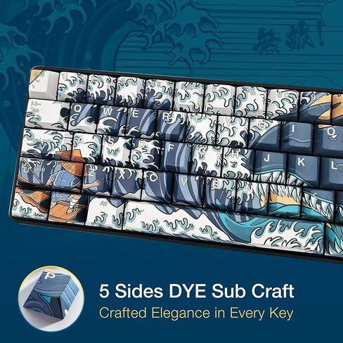 Gunmjo PBT Dye-Sublimation Ocean Wave Keycaps للوحة مفاتيح الألعاب مع لوحة المفاتيح الميكانيكية MX in Kuwait