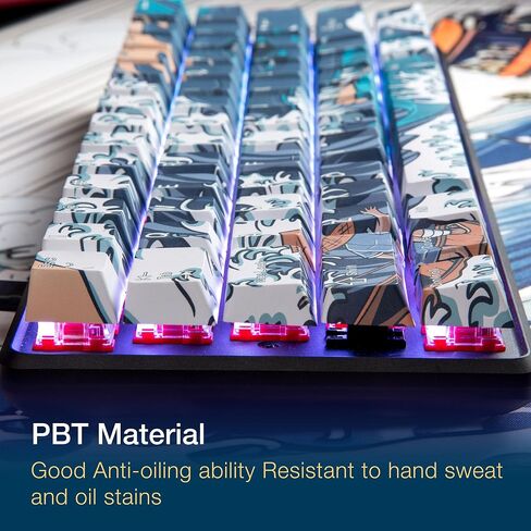 Gunmjo PBT Dye-Sublimation Ocean Wave Keycaps للوحة مفاتيح الألعاب مع لوحة المفاتيح الميكانيكية MX in Kuwait
