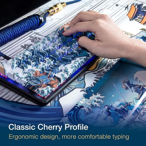 Gunmjo PBT Dye-Sublimation Ocean Wave Keycaps للوحة مفاتيح الألعاب مع لوحة المفاتيح الميكانيكية MX in Kuwait
