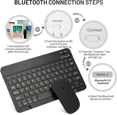 N-one Keyboard Mouse Set, 11" Keyboard Mouse Headphone OTG Touch Pen and Holder for Android Tablet in Kuwait
