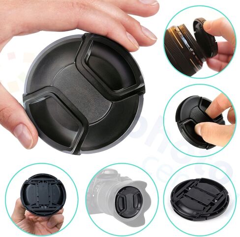Front Center Pinch Lens Cap Cover Protector + Cap Keeper + Cleaning Cloth for Rokinon 24mm F/1.4 Aspherical Wide Angle Lens in Saudi Arabia