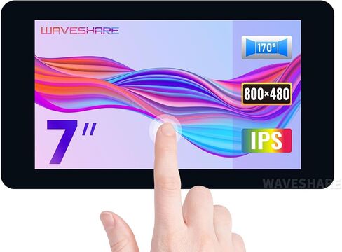 WAVESHARE 7INCH CAPACITIVE TOUCH ، 800 × 480 ، يدعم Raspberry PI 5/4B/3B+/3A+/3B/2B/B+/A+، CM3/3+/4 ، بدون حالة in Saudi Arabia