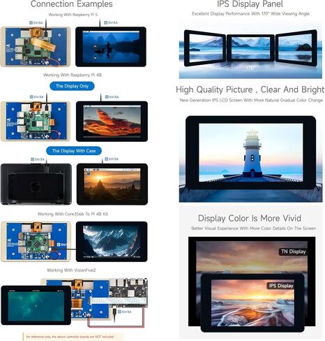 WAVESHARE 7INCH CAPACITIVE TOUCH ، 800 × 480 ، يدعم Raspberry PI 5/4B/3B+/3A+/3B/2B/B+/A+، CM3/3+/4 ، بدون حالة in Saudi Arabia