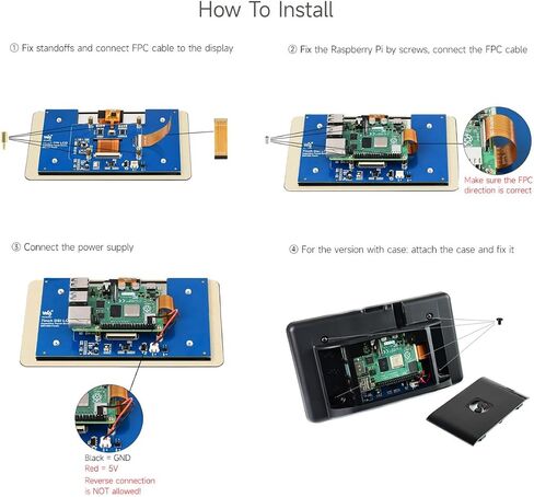 WAVESHARE 7INCH CAPACITIVE TOUCH ، 800 × 480 ، يدعم Raspberry PI 5/4B/3B+/3A+/3B/2B/B+/A+، CM3/3+/4 ، بدون حالة in Saudi Arabia