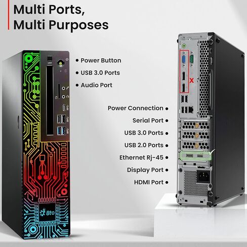 BTO RGB Gaming Desktop PC - Intel I5 8th Gen Processor - 16GB RAM - 512GB SSD - NVIDIA GEFORCE GT 1030 DDR5 - شاشة جديدة على مدار 24 بوصة - WIFI - Windows 11 Pro - Computer Tower for PC Gamer (متجدد) in Kuwait
