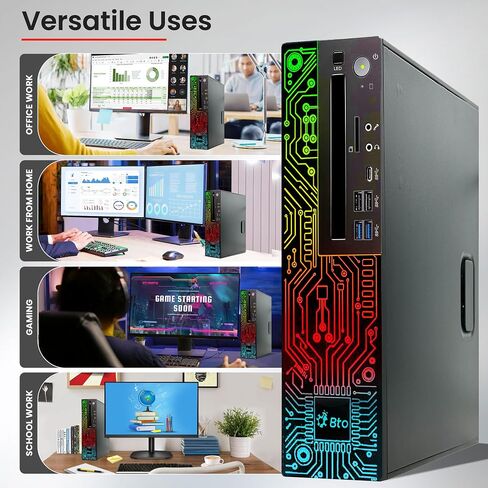 BTO RGB Gaming Desktop PC - Intel I5 8th Gen Processor - 16GB RAM - 512GB SSD - NVIDIA GEFORCE GT 1030 DDR5 - شاشة جديدة على مدار 24 بوصة - WIFI - Windows 11 Pro - Computer Tower for PC Gamer (متجدد) in Kuwait
