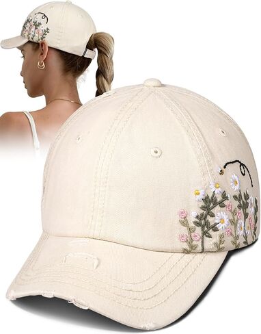 Flafens Womens Baseball Caps - Cute Baseball Hat Vintage Distressed Low Profile Embroidered Cotton Ladies Ball Ballcap in Kuwait