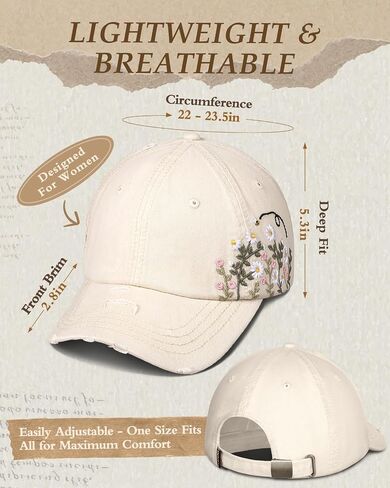 Flafens Womens Baseball Caps - Cute Baseball Hat Vintage Distressed Low Profile Embroidered Cotton Ladies Ball Ballcap in Kuwait