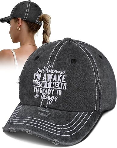 Flafens Womens Baseball Caps - Cute Baseball Hat Vintage Distressed Low Profile Embroidered Cotton Ladies Ball Ballcap in Kuwait