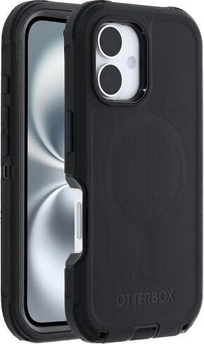 Otterbox iPhone 16 Plus Phone Case Defender Series Protection Service Service Series ، Magsafe ، غطاء هاتف واقٍ مقاوم للصدمات ، يناسب إطارًا مرفوعًا ، عبوات غير متزايدة (أسود) in Kuwait