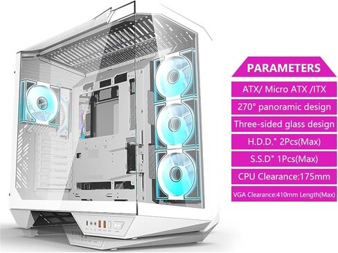 DY470 PC Case ATX Gaming Desktop Computer with 4 ARGB Fans Sp Dual 360 Water Cooling Tempered Glass PC Gamer Cabinet in Kuwait