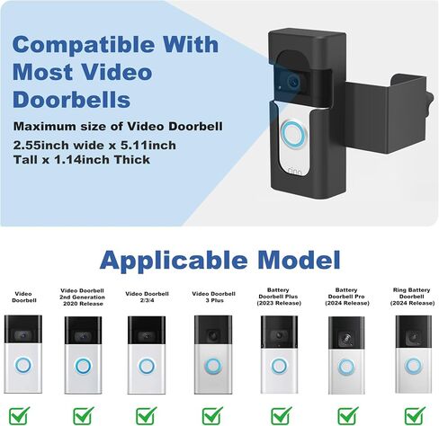 No-Drilling Anti-Theft Video Doorbell Mount for Ring Battery Doorbell Pro/Plus/Video Doorbell 1/2/3/4/Plus/2nd(2020 Release), No Block Sensor Mounting Bracket for Home/Apartments/Businesses/Dorm in Saudi Arabia