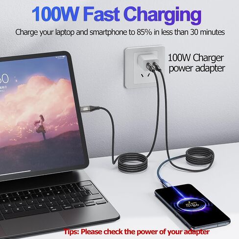 USB C Portable Monitor Cable 6FT 2Pack,USB 3.2 Gen 2x2 Cable 20Gbps,4K,100W in Saudi Arabia