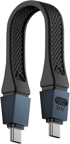 Poyiccot Short USB C Cable 5inch ، عالي السرعة 80 جيجابت في الثانية ، عرض النطاق الترددي 120 جيجابت في الثانية ، PD 240W ، كابل Thunderbolt 5 مقابل 16K ، 8K/6K ، USB C الحبل الأسود ، من أجل Thunderbolt 4/3 ، USB 4 ، SSD ، MacBook ، MacBook in Kuwait