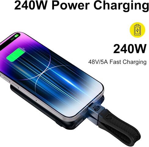 Poyiccot Short USB C Cable 5inch ، عالي السرعة 80 جيجابت في الثانية ، عرض النطاق الترددي 120 جيجابت في الثانية ، PD 240W ، كابل Thunderbolt 5 مقابل 16K ، 8K/6K ، USB C الحبل الأسود ، من أجل Thunderbolt 4/3 ، USB 4 ، SSD ، MacBook ، MacBook in Kuwait