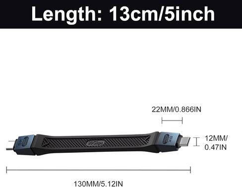 Poyiccot Short USB C Cable 5inch ، عالي السرعة 80 جيجابت في الثانية ، عرض النطاق الترددي 120 جيجابت في الثانية ، PD 240W ، كابل Thunderbolt 5 مقابل 16K ، 8K/6K ، USB C الحبل الأسود ، من أجل Thunderbolt 4/3 ، USB 4 ، SSD ، MacBook ، MacBook in Kuwait