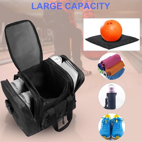 Bowling Ball Bag for Single Ball - Bowling Ball Tote Bag with Padded Ball Holder, 2 Pockets fit Bowling Shoes Up to Mens Size 14 and Accessories in Kuwait