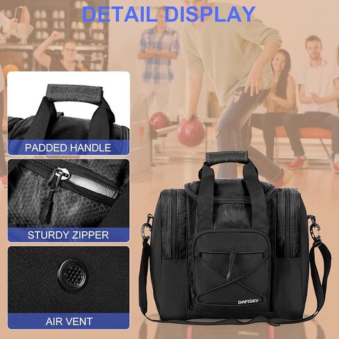 Bowling Ball Bag for Single Ball - Bowling Ball Tote Bag with Padded Ball Holder, 2 Pockets fit Bowling Shoes Up to Mens Size 14 and Accessories in Kuwait