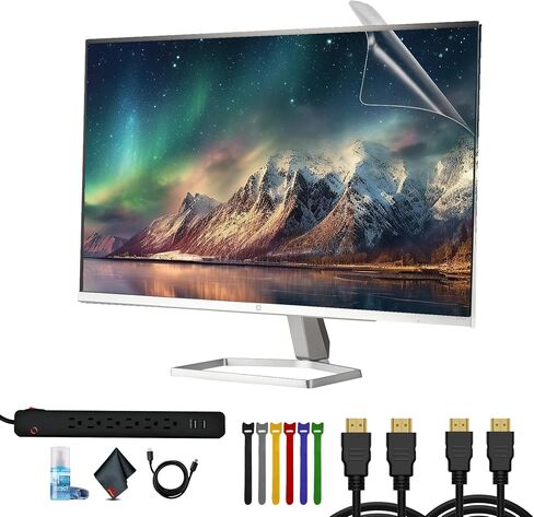 HP Series 5 27 بوصة FHD White Monitor (HP527SW) بما في ذلك: 3x HDMI Cable ، واقي الطفرة ، وعلاقات الكابل ، ومجموعة تنظيف الشاشة ، واقي الشاشة in Saudi Arabia