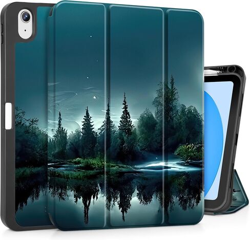Tuiklol Case for iPad 11 inch (A16 Chip) 2025 Generation 11th / iPad 10.9 inch 2022 10th Gen,Slim Stand Hard Case Pencil Holder with TPU Back Cover & Trifold Stand & Auto Wake/Sleep, Night Forest in Saudi Arabia
