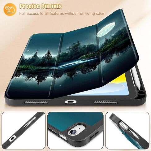 Tuiklol Case for iPad 11 inch (A16 Chip) 2025 Generation 11th / iPad 10.9 inch 2022 10th Gen,Slim Stand Hard Case Pencil Holder with TPU Back Cover & Trifold Stand & Auto Wake/Sleep, Night Forest in Saudi Arabia