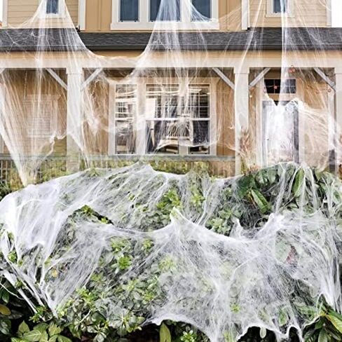Spider Webs Halloween Decorations,300Sqft Spider Webs with50 Fake Spiders,Stretchable DIY Cobwebs for Indoor/Outdoor Scary Atmosphere,Outside Garden Window Yard Tree home office Parties,Haunted Houses in Saudi Arabia