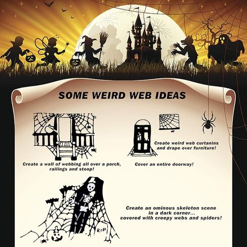 Spider Webs Halloween Decorations,300Sqft Spider Webs with50 Fake Spiders,Stretchable DIY Cobwebs for Indoor/Outdoor Scary Atmosphere,Outside Garden Window Yard Tree home office Parties,Haunted Houses in Saudi Arabia