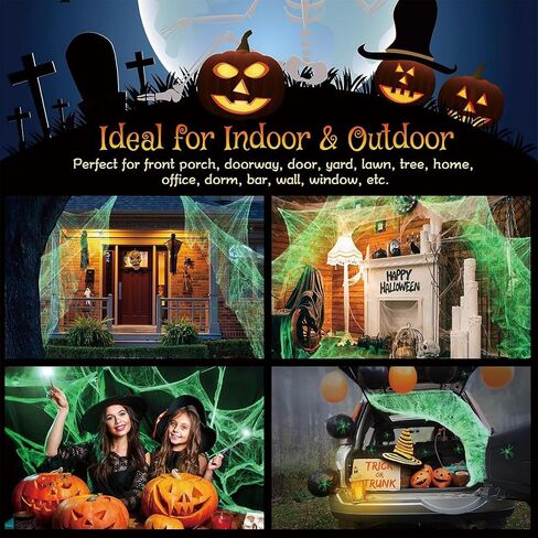 Spider Webs Halloween Decorations,300Sqft Spider Webs with50 Fake Spiders,Stretchable DIY Cobwebs for Indoor/Outdoor Scary Atmosphere,Outside Garden Window Yard Tree home office Parties,Haunted Houses in Saudi Arabia