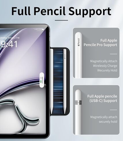 Magnetic Case for iPad Air 13 inch 2024 & iPad Pro 12.9 inch 6th/5th Gen (2022/2021) |Auto Sleep/Wake | Pencil Pro & USB-C | Lightweight Non-Slip PU Leather Protective Cover (Gray) in Kuwait