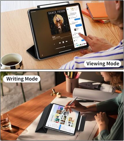 Magnetic Case for iPad Air 13 inch 2024 & iPad Pro 12.9 inch 6th/5th Gen (2022/2021) |Auto Sleep/Wake | Pencil Pro & USB-C | Lightweight Non-Slip PU Leather Protective Cover (Gray) in Kuwait