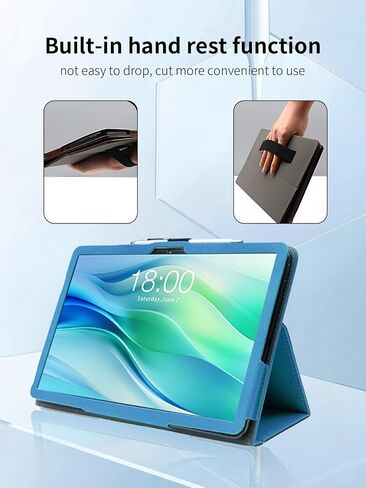 Case for FEONAL Android 14 Tablet 11 inch Tablets,11 inch Tablet,UYRUREL Leather Slim Folding Stand Cover with Hand Strap Magnet for Men Women Full Protection,SkyBlue. in Saudi Arabia