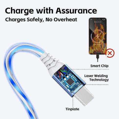 3.3FT USB C Charging Cable, Ambient RGB Light Up Charger Cord, Compatible with Samsung Galaxy, iPhone 16/15, iPad, and More in Saudi Arabia