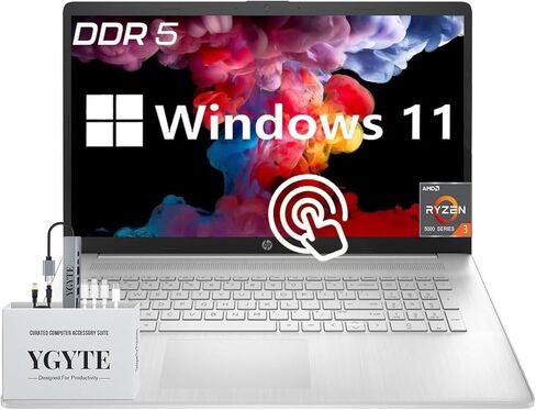 HP 17.3 Touchscreen Laptop Computer, 17 Inch HD+ Touch Screen Laptop, AMD Ryzen 3, Windows 11, 8GB DDR5 RAM, 512GB SSD, 10-Key Number Pad in Kuwait