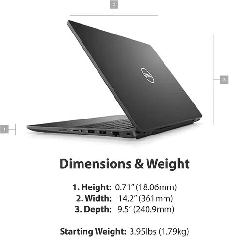 Dell Business Laptop Latitude 3520 ، 15.6 "عرض FHD ، Intel I7-1165G7 ، 32GB RAM ، 1 تيرابايت SSD ، كاميرا الويب ، USB-C ، HDMI ، Wi-Fi 6 ، Windows 11 Pro in Kuwait