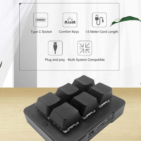 6 مفتاح مفتاح واحد لوحة مفاتيح واحدة ، 2.4G BT USB MACRO MACRO القابلة للبرمجة 6 مفتاح لوحة مفاتيح مفتاح 3 أوضاع مفتاح لوحة مفاتيح اللون الأزرق مع برنامج ELFKEY للفيديو لعبة OSU Office in Saudi Arabia
