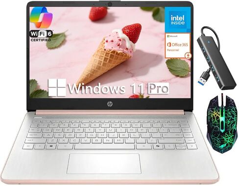 HP 2025 Latest 14" Laptop for Student Business, Intel N150 CPU(Beats N4120), 4GB RAM, 384GB Storage(128GB UFS+256GB MSD), Wi-Fi 6, Copilot AI, 1 Year Office 365, Windows 11 Pro, Sky Blue in Kuwait