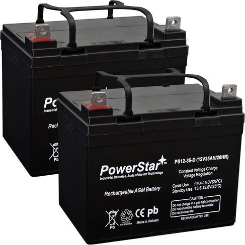 Powerstar 2 Qty 12v 35ah healkercheair Scooter Batteries UB12350 New - Deep Cycle in Saudi Arabia