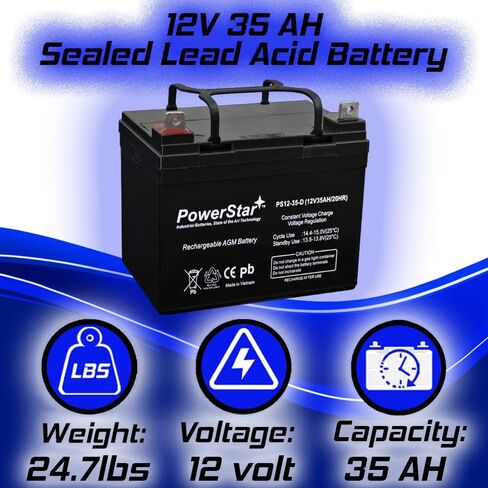 Powerstar 2 Qty 12v 35ah healkercheair Scooter Batteries UB12350 New - Deep Cycle in Saudi Arabia