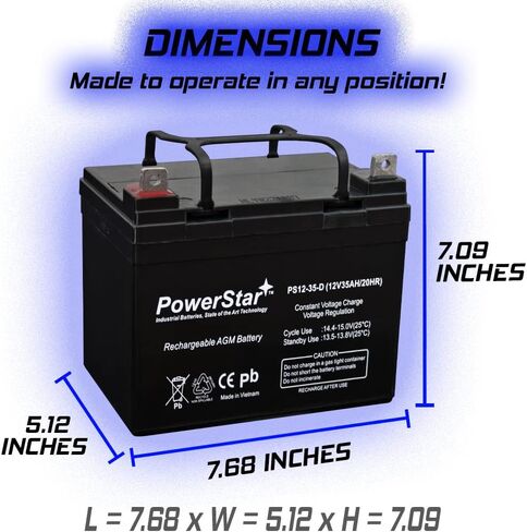 Powerstar 2 Qty 12v 35ah healkercheair Scooter Batteries UB12350 New - Deep Cycle in Saudi Arabia